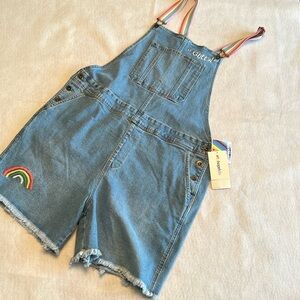 Denim Overalls with Rainbow Detail